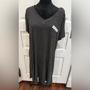 Soma Cool Nights Polka Dot Crochet Lace Pocket Dress VNeck Nightgown Nwt Sz L